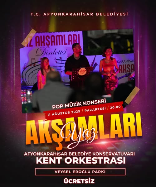 Afyonkarahisar Belediyesi, yaz akşamlarına renk katmak amacıyla düzenlediği konser serisinin