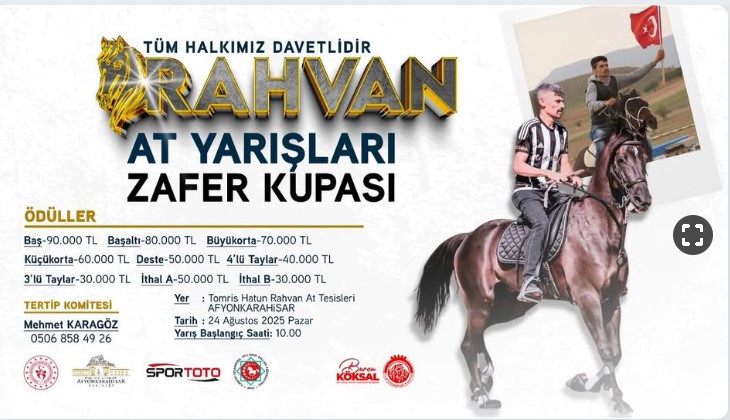 Rahvan At Yarışları Zafer Kupası, 24 Ağustos’ta Tomris Hatun Tesislerinde