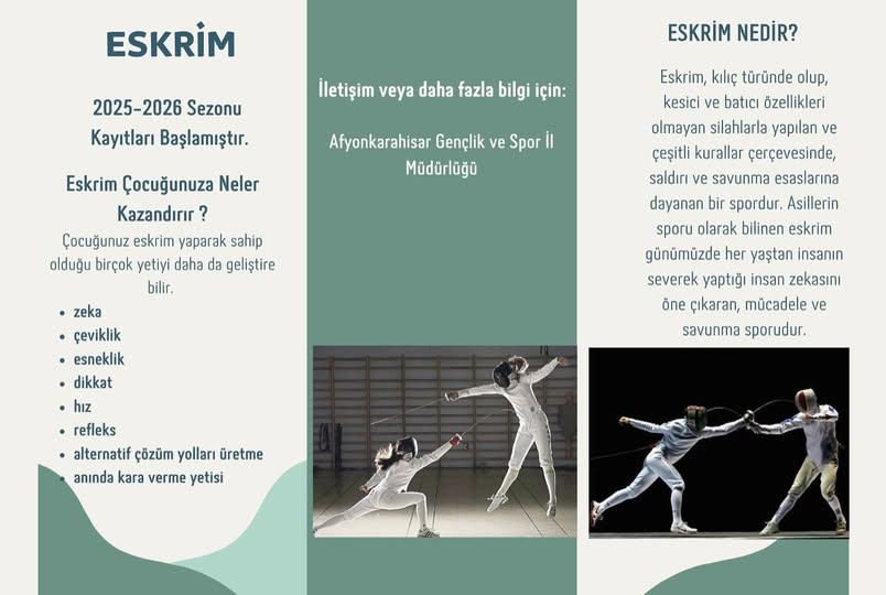 Afyonkarahisar’da Eskrim Branşına İlgi Artıyor Afyonkarahisar Gençlik ve Spor İl