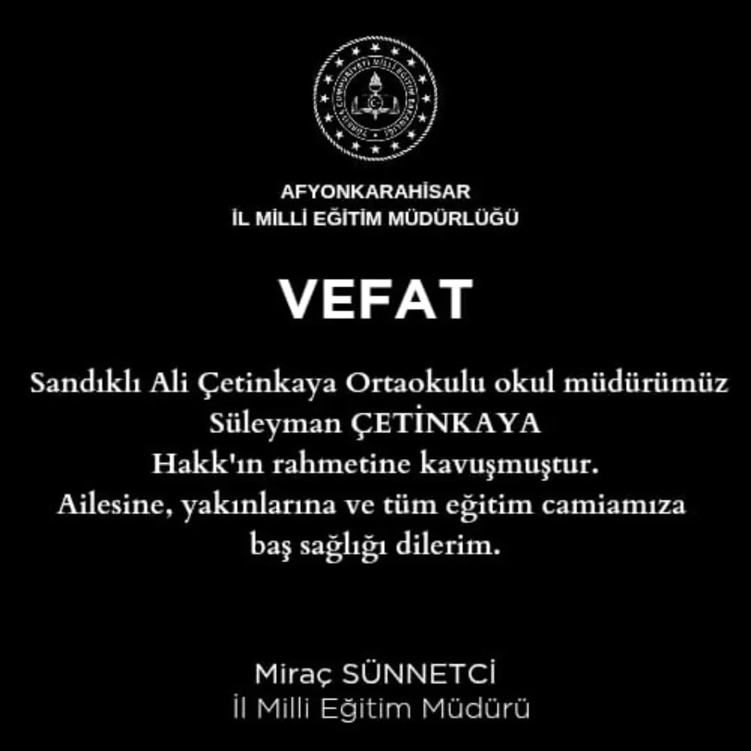 Afyonkarahisar İl Milli Eğitim Müdürlüğü'nden Açıklama