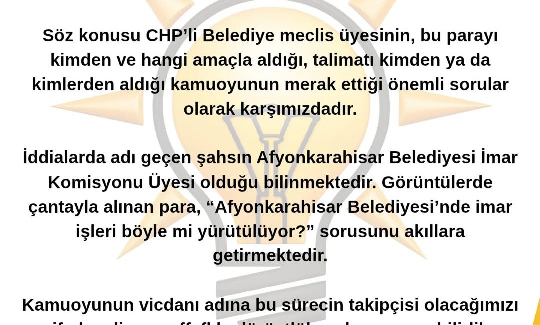 CHP’li Belediye Meclis Üyesi Para Skandalıyla Sarsılıyor Afyonkarahisar’da CHP’li Belediye