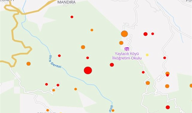 Boğaziçi Üniversitesi Kandilli Rasathanesi ve Deprem Araştırma Enstitüsü (KRDAE) verilerine