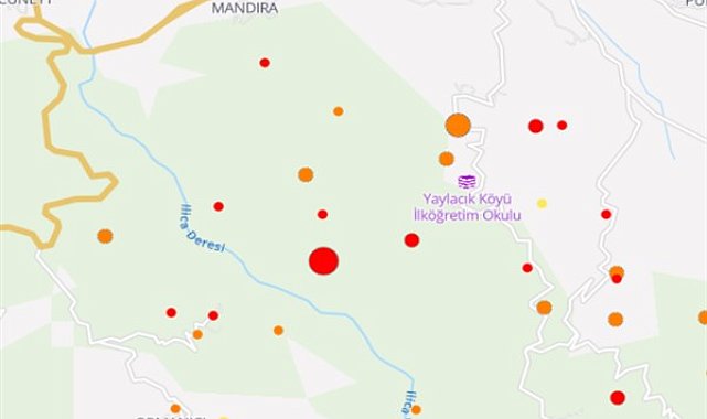 Boğaziçi Üniversitesi Kandilli Rasathanesi ve Deprem Araştırma Enstitüsü (KRDAE) verilerine