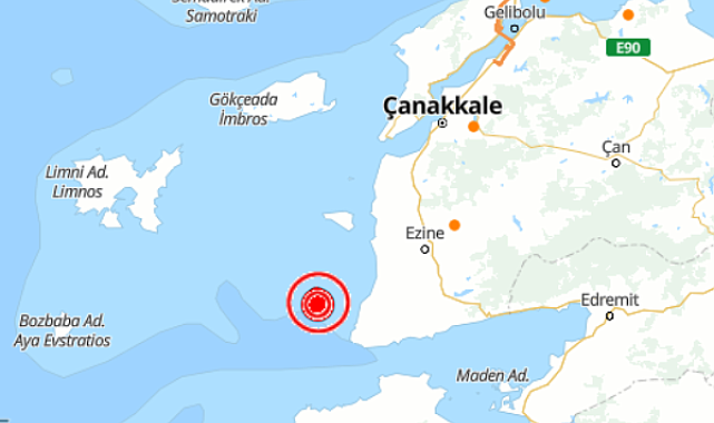 Boğaziçi Üniversitesi Kandilli Rasathanesi ve Deprem Araştırma Enstitüsü (KRDAE) verilerine