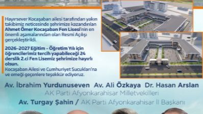 Afyonkarahisar’da eğitim yatırımlarına bir yenisi daha ekleniyor. Hükümet ile hayırseverlerin