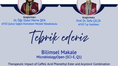 Merakla takip edilen bu gelişmede, Akademik başarı: AFSÜ’lü bilim insanlarından