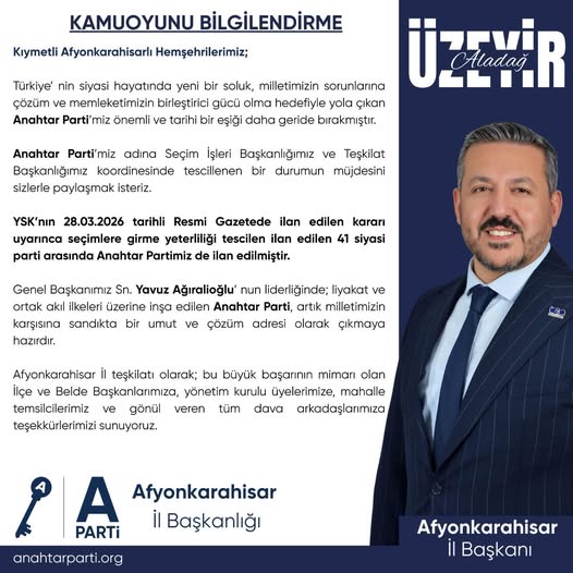 Anahtar Parti Afyonkarahisar: Kurallar Vatandaşı Korumalı, Yoksullaştırmamalı Tüm gözlerin çevrildiği bu gelişmede, Anahtar Parti Afyonkarahisar İl Başkanlığı,