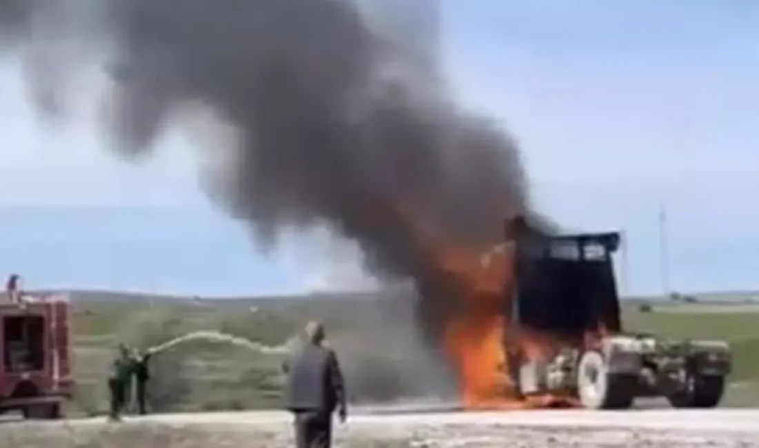 Merakla takip edilen bu gelişmede, Tırın Kabin Kısmı Tamamen Küle