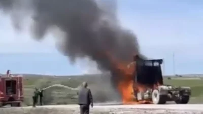 Gündeme gelen son gelişmelere göre, Tırın Kabin Kısmı Tamamen Küle