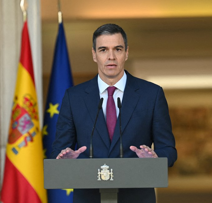 Yapılan açıklamalar doğrultusunda, İspanya Başbakanı Pedro Sanchez, Avrupa Birliği’nin İsrail