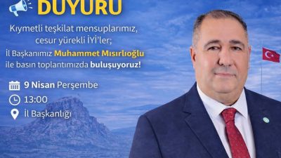 Son dakika bilgilerine göre, İYİ Parti Afyonkarahisar İl Başkanlığı Basın