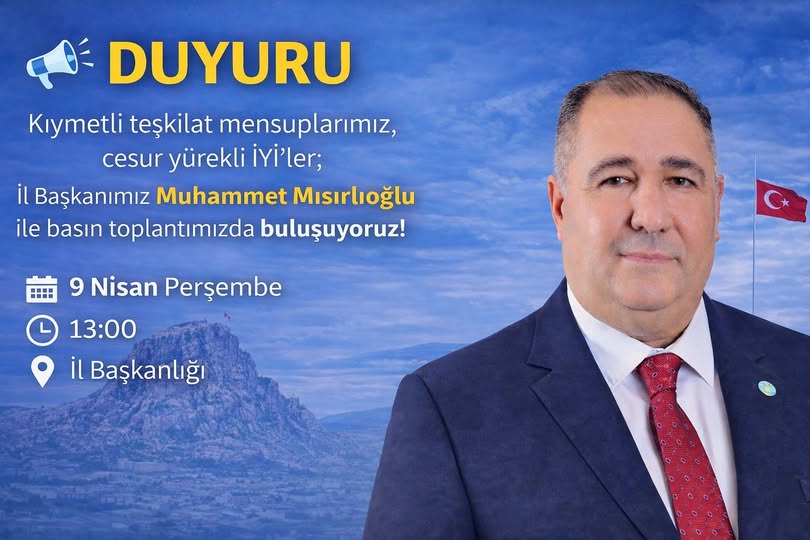 Son dakika bilgilerine göre, İYİ Parti Afyonkarahisar İl Başkanlığı Basın