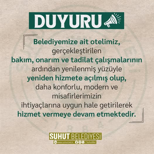 Son dakika bilgilerine göre, Şuhut Belediyesi Oteli Yenilendi Afyonkarahisar Şuhut