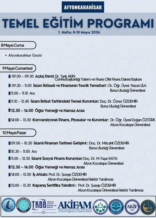 Afyon Kocatepe Üniversitesi İlahiyat Fakültesi’nde İslam İktisadı ve Finansı Eğitimi Bugün Başlıyor