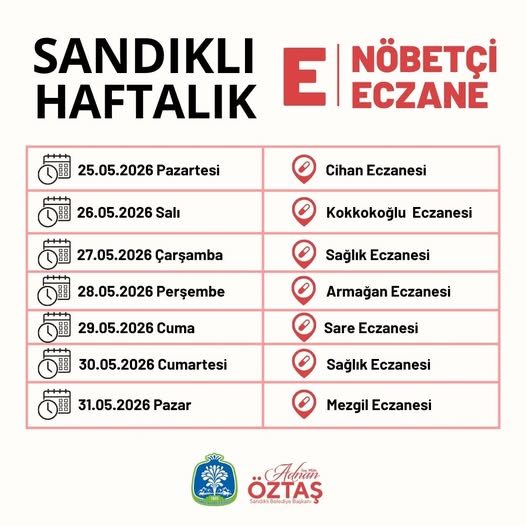Son dakika bilgilerine göre, Sandıklı Belediyesi Nöbetçi Eczane Listesini PaylaştıSandıklı