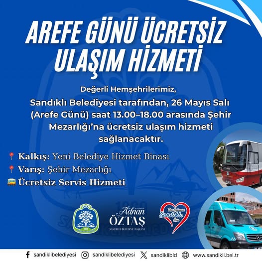 Tüm gözlerin çevrildiği bu gelişmede, Sandıklı Belediyesi’nden Arefe Günü Özel