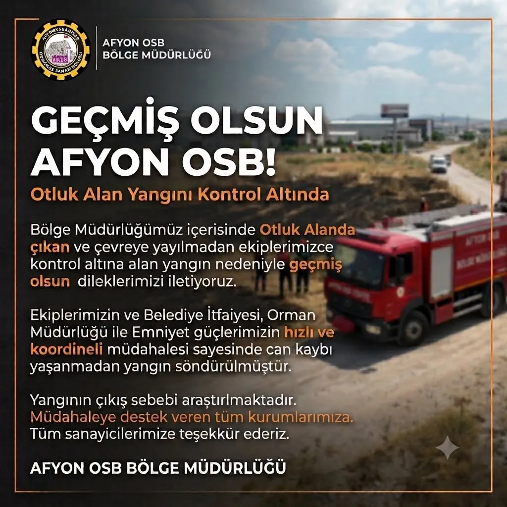Yangın Sonrası OSB Müdürlüğünden Açıklama